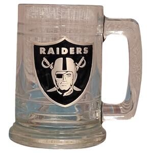 NFL Oakland Raiders Beer Mug With Pewter Logo Pre-owned Glass Football